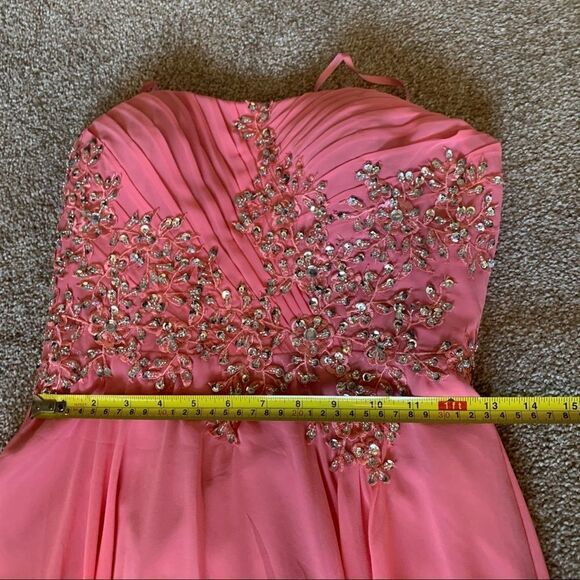 ANNA Rose pink sleeveless sequin beaded sweetheart prom bridesmaid gown🔥 - Picture 13 of 15